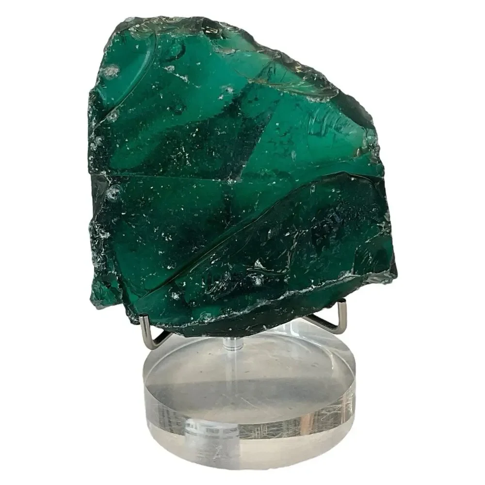Emerald Green Translucent Art Glass Cullet Glowing‎ Manganese Slag Glass #5GX117